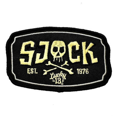 OEKO-TEX Standard Clothing Embroidery Patch Washable Twill Fabric Skull Rectangle Shape