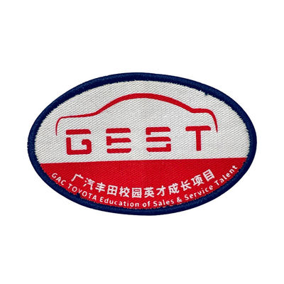 Team Name Woven Badges Hook y Loop Backing Embroidered Company Logo Patches