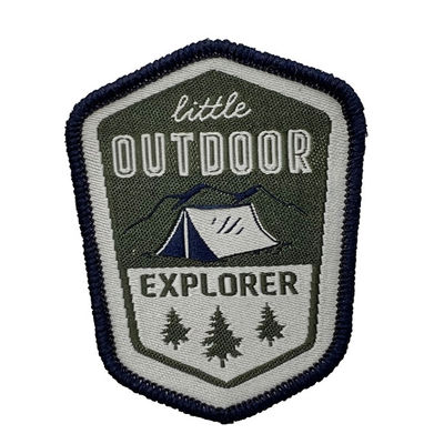 Exploración de encargo Team Iron On Woven Patch con la frontera de Merrowed