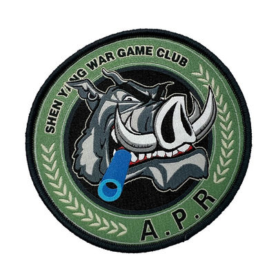 Club al por mayor Logo Woven Patches Merrowed Border para la ropa