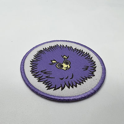 Frontera púrpura linda de encargo de Logo Iron On Woven Patch Merrowed para los niños