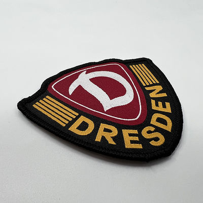 La marca de encargo Logo Woven Washable Iron On remienda insignias del hombro de la frontera de Merrowed